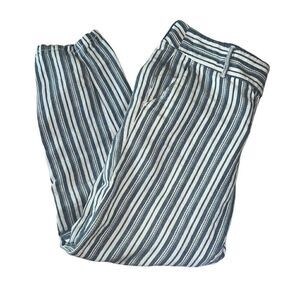 LOFT Marisa Blue & White Striped Linen Blend Pants Size 6